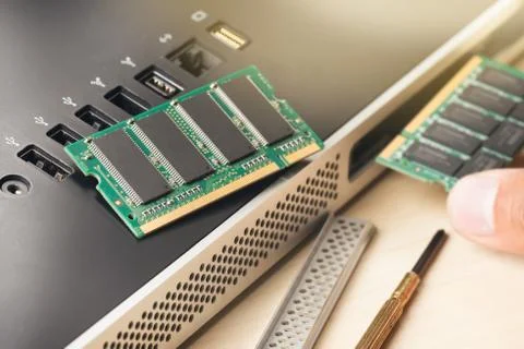 Upgrading the computer, upgrading the memory (RAM) Stock Photos