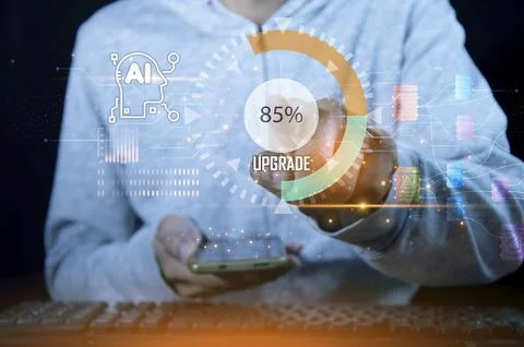 Upgrading concept Always keep the system up to date, developing AI Stock Photos