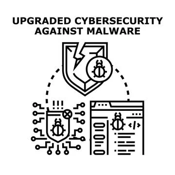 Upgrading cybersecurity protecting data from malware threats Stock Illustration