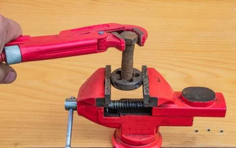 Upgrading old bolted threads with special tools Stock Photos