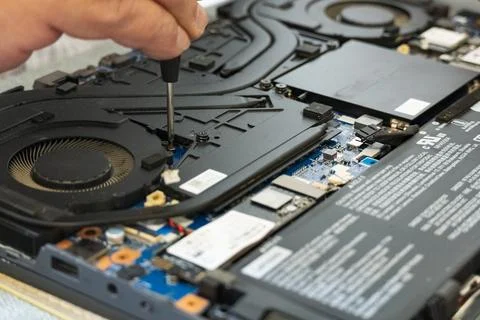 Upgrading SSD Drive Inside a Modern Laptop Stock Photos