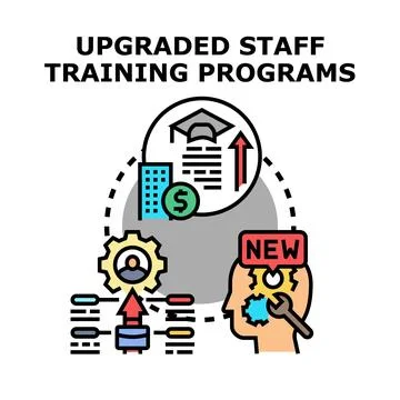 Upgrading staff skills through training programs achieving business success Stock Illustration