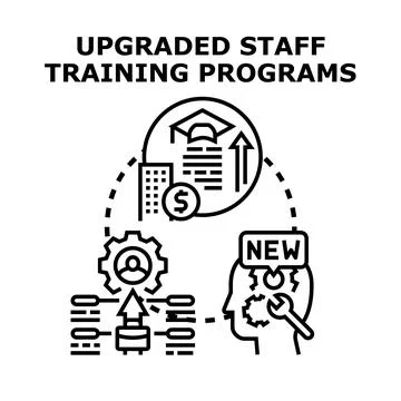 Upgrading staff skills through training programs achieving business success Stock Illustration
