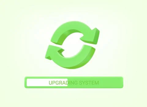 Upgrading system concept. 3d arrows icon with progress bar. 3d vector element Stock Illustration