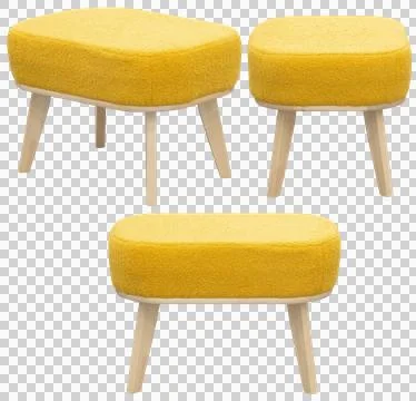Upholstered ottoman stool isolated, modern home furniture Stock Photos