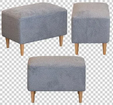Upholstered ottoman stool isolated, modern home furniture Stock Photos