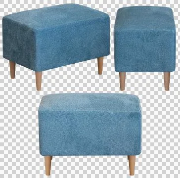 Upholstered ottoman stool isolated, modern home furniture Stock Photos