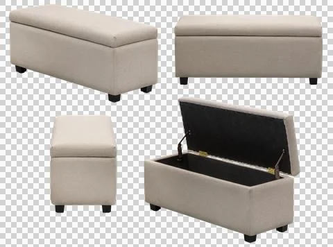 Upholstered ottoman stool isolated, modern home furniture Stock Photos