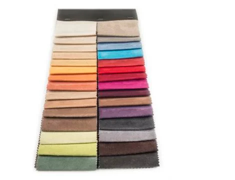 Upholstery color samples on the white background Stock Photos