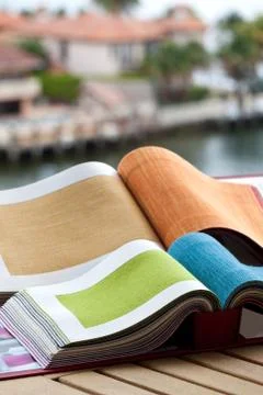 Upholstery fabric samples Stock Photos