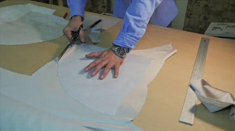 Upholstery, Man Cutting the lining Stock Footage 40329795