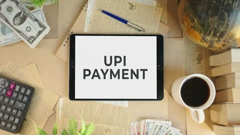 UPI PAYMENT DISPLAYING ON FINANCE TABLET SCREEN Stock Footage 308090195