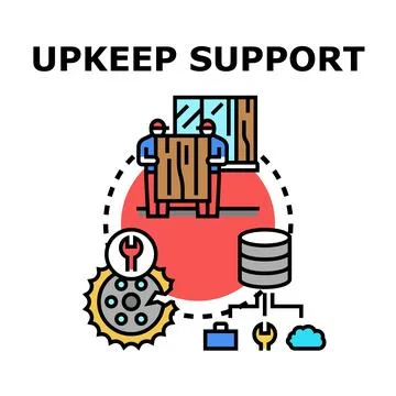 Upkeep support concept with technical repair and data services Illustrazione stock