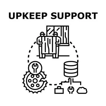 Upkeep support concept with technical repair and data services Stock Illustration