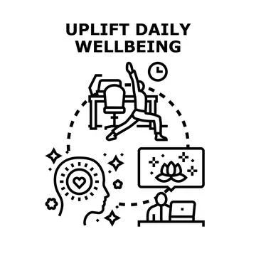 Uplifting daily wellbeing through workplace activity Ilustración de archivo