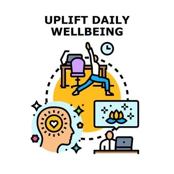 Uplifting daily wellbeing through workplace activity Stock Illustration