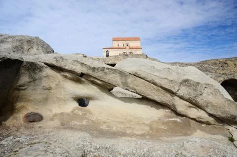 Uplistsikhe cave complex with 9th-10th century three-nave basilica,Georgia Stock Photos