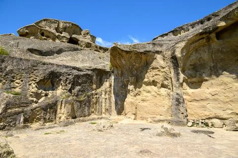 Uplistsikhe cave complex, ancient rock-hewn town and one of the oldest sett.. Stock Photos