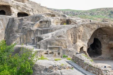 Uplistsikhe settlement is an impressive cave complex Stock Photos