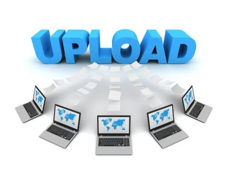 Upload 3d concept illustration Stock Illustration
