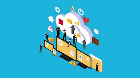 Upload and download cellphone Cloud computing Stock Footage 233050049