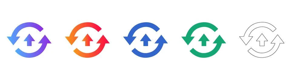 Upload and Sync Arrow Icons Set Stock Illustration
