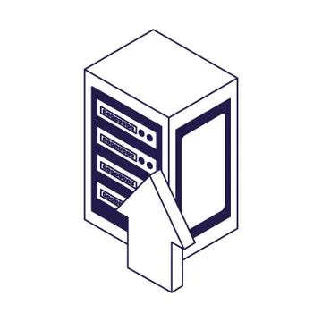 Upload arrow and data server center icon Stock Illustration