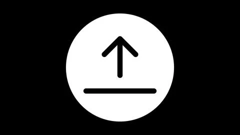 Upload Arrow Icon on Black Background Illustrazione stock