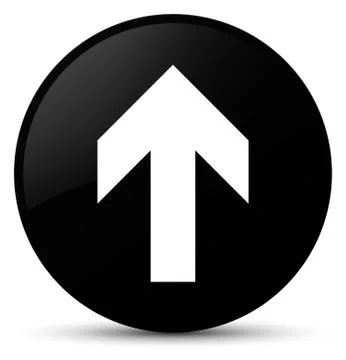 Upload arrow icon black round button Illustrazione stock