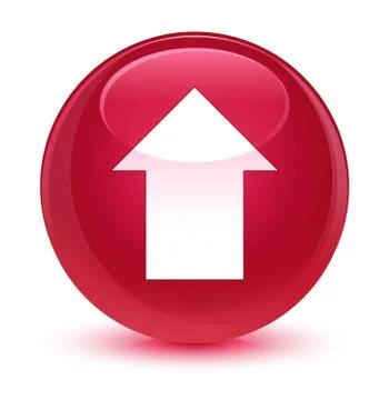 Upload arrow icon glassy pink round button Stock Illustration