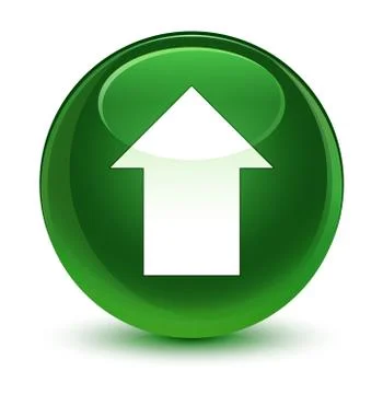 Upload arrow icon glassy soft green round button Illustrazione stock