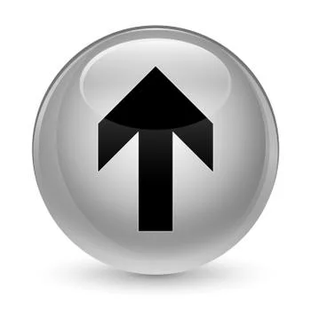 Upload arrow icon glassy white round button Stock Illustration