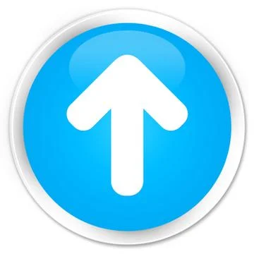 Upload arrow icon premium cyan blue round button Stock Illustration