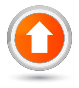 Upload arrow icon prime orange round button Stock Illustration