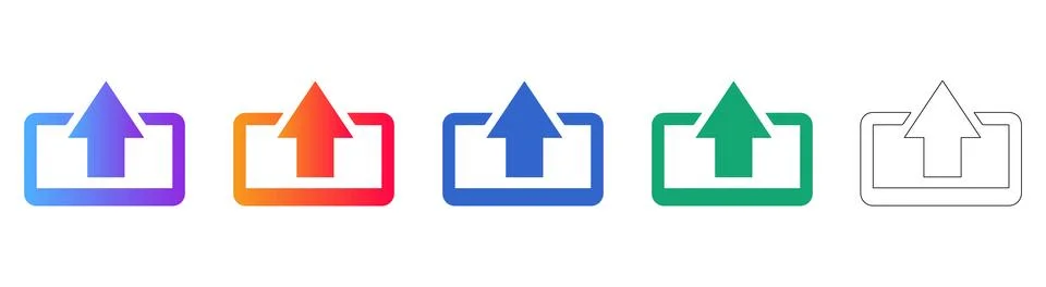 Upload Arrow Icon Set for Web Interface Illustrazione stock