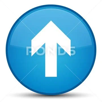 Upload arrow icon special cyan blue round button Stock Illustration