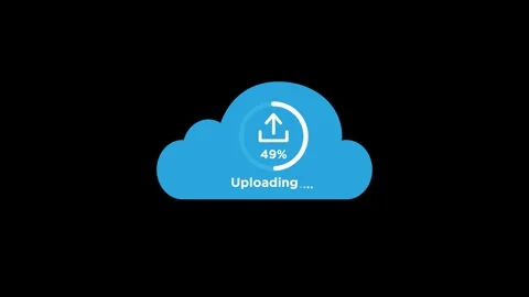 Upload arrow icon with text percentage animation Isolated on black background Stock Footage 320948313