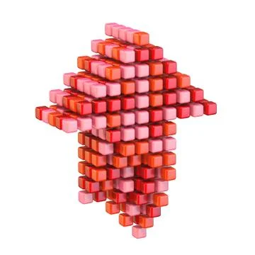 Upload arrow made of different red cubes 3D イラスト素材