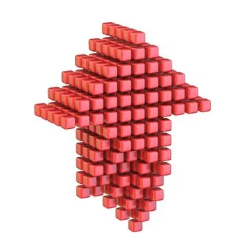 Upload arrow made of red cubes 3D イラスト素材