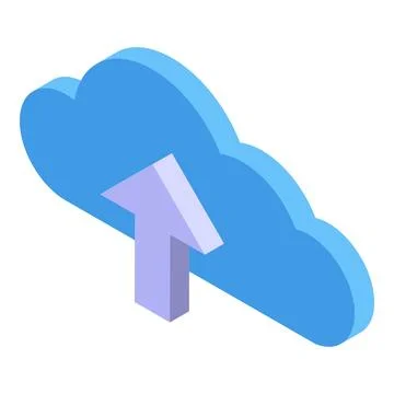 Upload arrow pointing at a cloud computing isometric illustration Illustrazione stock