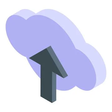 Upload arrow pointing up through a cloud computing isometric icon Stock Illustration