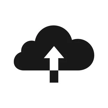 Upload arrow symbol on a black cloud glyph icon. Internet file uploading button イラスト素材