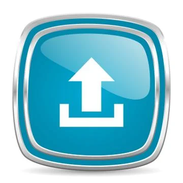 Upload blue glossy icon Stock Illustration