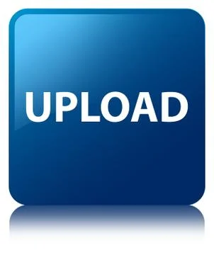 Upload blue square button Stock Photos