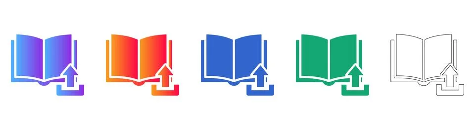 Upload Book Document Icon Set Stock Illustration