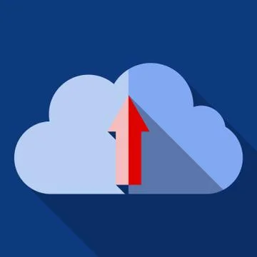 Upload button on cloud vector flat design Illustrazione stock
