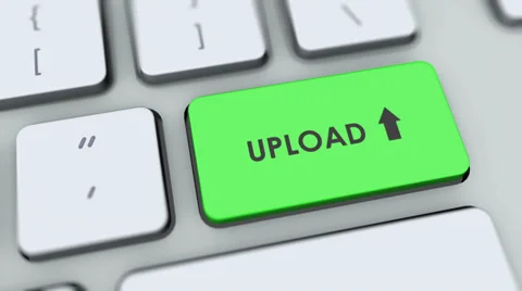Upload button on computer keyboard. Key is pressed Stock Footage 35646164