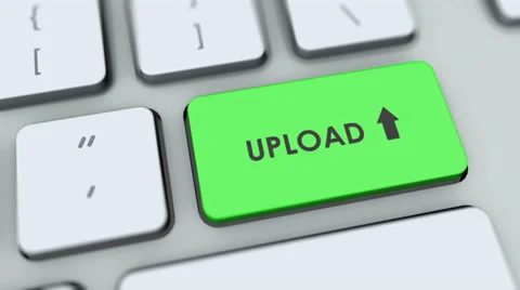 Upload button on computer keyboard. Key is pressed, click for HD Stock Footage 35647255