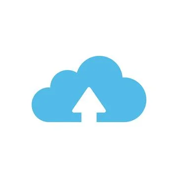 Upload cloud blue icon flat vector illustration イラスト素材