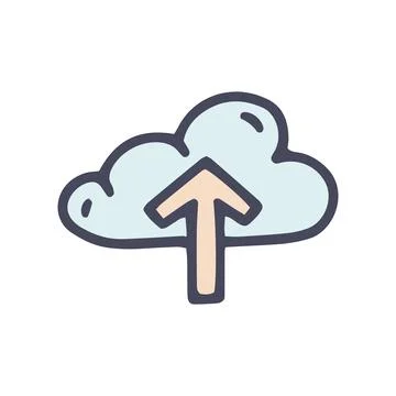 Upload to cloud color vector doodle simple icon 스톡 일러스트